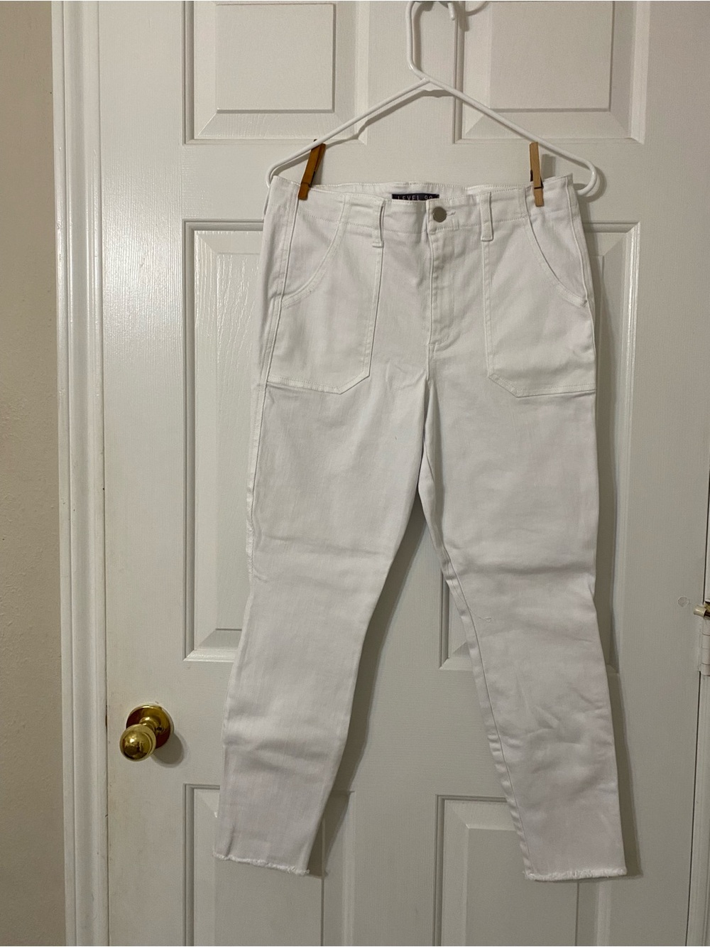 Level 99 White High-Rise Straight Jeans